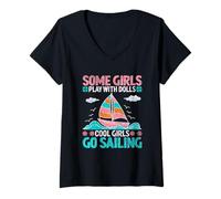 Donna Alcune Ragazze Giocano Con Bambole Cool Girls Go Sailing Maglietta con Collo a V