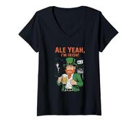 Donna Ale Yeah I'm Irish Leprechaun Bere Birra San Patrizio Maglietta con Collo a V
