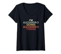Donna Alejandro Name Alejandro Personalized Name First Given Maglietta con Collo a V