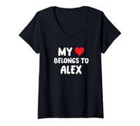 Donna Alex - Il mio cuore appartiene ad Alex - Amore Maglietta con Collo a V