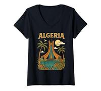 Donna Algeria Alger l'algérie Les Algériens DZ Algérien Bled Retro Maglietta con Collo a V