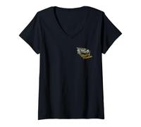 Donna Ali della Libertà Retro Vintage Aviation Airplane Design Maglietta con Collo a V