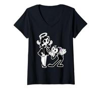 Donna Alice Angel Gothic Angel x Bendy Demon Maglietta con Collo a V