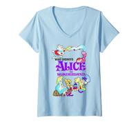 Donna Alice in Wonderland Poster Maglietta con Collo a V