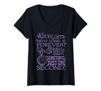 Donna Alice nel paese delle meraviglie "How long is forever" (viola) Maglietta con Collo a V