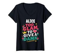 Donna Alice Personalized Women's Gift Custom Alice Maglietta con Collo a V