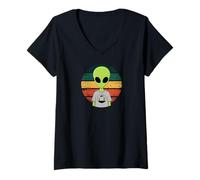 Donna Alien Area 51 Extraterrestrial Event UFO Party Maglietta con Collo a V