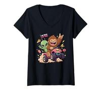 Donna Alien Bigfoot No 'Rules Just Vibes Funny Cryptid Maglietta con Collo a V