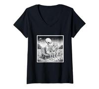 Donna Alien Dog Burger Strano Alien Scena Fiction Maglietta con Collo a V