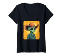 Donna Alien Outlaw per un Wild Space Ride e Cowboys Maglietta con Collo a V