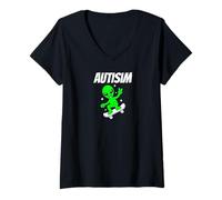 Donna Alien Skateboarder Funny Cosmic Skater Apparel AutismTees Maglietta con Collo a V