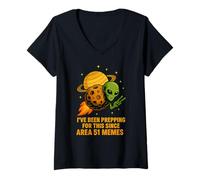 Donna Alien su Interstellar Asteroid per UFO & Area 51 Memes Lover Maglietta con Collo a V
