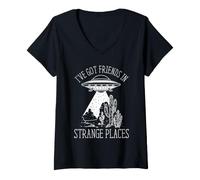Donna Alien UFO Humor Amici in Strani Luoghi Extraterrestri Maglietta con Collo a V