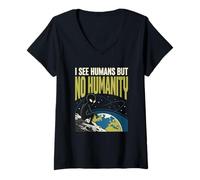 Donna Alien UFO Space No Humanity Extraterrestre Maglietta con Collo a V