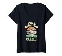 Donna Alieno Wrong Planet Took A Wrong Turn Earth Maglietta con Collo a V