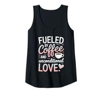 Donna Alimentato da caffè e amore incondizionato Design Canotta