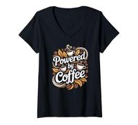 Donna Alimentato da Coffee Java Lover Maglietta con Collo a V