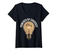 Donna Alimentato da Curiosity Lightbulb Gear Design Maglietta con Collo a V