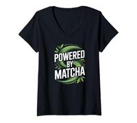 Donna Alimentato da Matcha Leaf Swirl Energy Maglietta con Collo a V