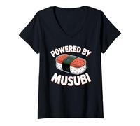 Donna Alimentato da Musubi Hawaiian Riso Alghe Snack Maglietta con Collo a V