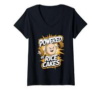 Donna Alimentato da Rice Cakes Maglietta con Collo a V