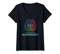 Donna Alimentato dalla consapevolezza dell'ADHD sull'autismo cerebrale della neurodiversità Maglietta con Collo a V