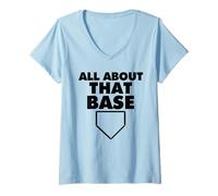 Donna all About That Base Funny Baseball Home Plate Maglietta con Collo a V