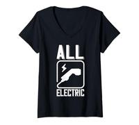 Donna all Electric Supercharge - per Auto Elettriche A Ventola Maglietta con Collo a V