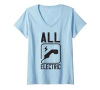 Donna all Electric Supercharge - per Auto Elettriche A Ventola Maglietta con Collo a V