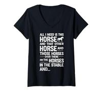 Donna all I Need Is This Horse Funny Horse Riding Horse Maglietta con Collo a V