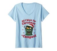 Donna all I Want Compost Zero Waste Natale Umorismo Ambientale Maglietta con Collo a V