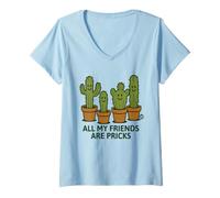 Donna all My Friends Are Pricks Funny Cactus Maglietta con Collo a V