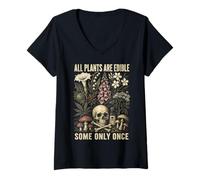 Donna all Plants Are Edible Some Only Once Funny Botanical Maglietta con Collo a V