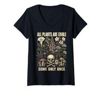 Donna all Plants Are Edible Some Only Once Funny Botanical Maglietta con Collo a V