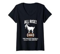 Donna all Rise The Fantasy Football Goat è Arrivato per i Tifosi di Calcio Maglietta con Collo a V