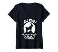 Donna all Rise The Fantasy Football Goat Has Arrived - Fan di Calcio Maglietta con Collo a V