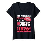 Donna all Women Are Born in 1976 50 Years Old Funny 50th Birthday Maglietta con Collo a V