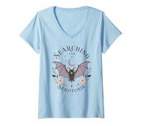 Donna alla Ricerca di serotonina Bat Goth Maglietta con Collo a V