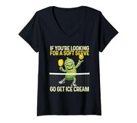 Donna alla Ricerca di Un Server Morbido Go Get Ice Cream - Pickleball Maglietta con Collo a V