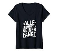 Donna ALLE SCHMEISSEN KEINER FÄNGT Maglietta con Collo a V