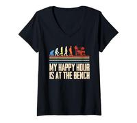 Donna Allenamento del Petto Bodybuilder Happy Hour At The Bench Maglietta con Collo a V
