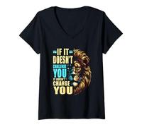Donna Allenamento motivazionale Allenamento Fitness Citazioni Lion Mindset Maglietta con Collo a V