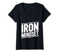 Donna Allenamento Motivazionale in Palestra Iron Mindset Maglietta con Collo a V