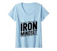 Donna Allenamento Motivazionale in Palestra Iron Mindset Maglietta con Collo a V