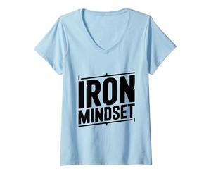Donna Allenamento Motivazionale in Palestra Iron Mindset Maglietta con Collo a V