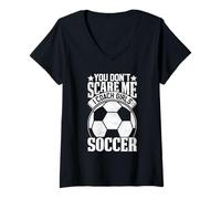 Donna Allenatore di Calcio per Ragazze Che Non Mi spaventano Maglietta con Collo a V