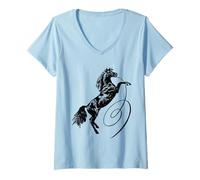 Donna Allevamento Cavallo Equitazione Amanti del Cavallo Maglietta con Collo a V
