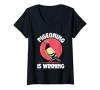 Donna Allevatore di Piccioni Pigeoning is Winning Maglietta con Collo a V