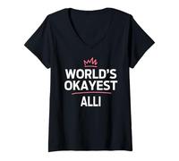 Donna ALLI World's Okayest ALLI Funny Personalized Custom ALLI Maglietta con Collo a V