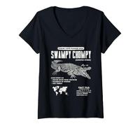 Donna Alligator Swampy Chompy Funny Reptile Fact File Guide Umorismo Maglietta con Collo a V